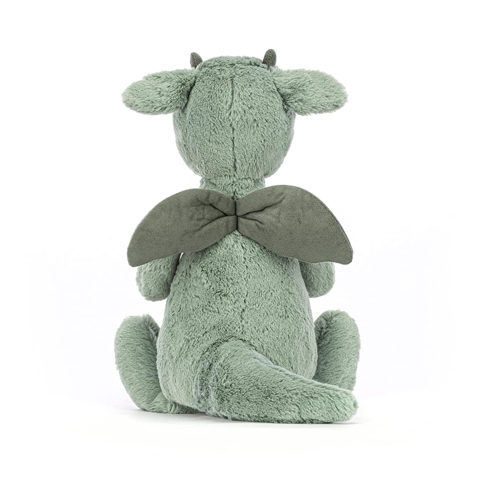 Medium Bashful Green Dragon plush soft toy by Jellycat, featuring a cute design and soft, huggable fabric.