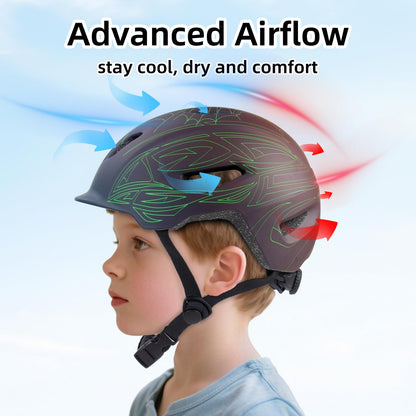 Kids Bike Helmet, Toddler Helmet with Peak Age 3-13, Lightweight PC Shell Boys Girls Adjustable Bike Helmet, Multi-Sport Cycle Scooter Skateboard Skate Protective Helmet 49-58cm (Rosewood)