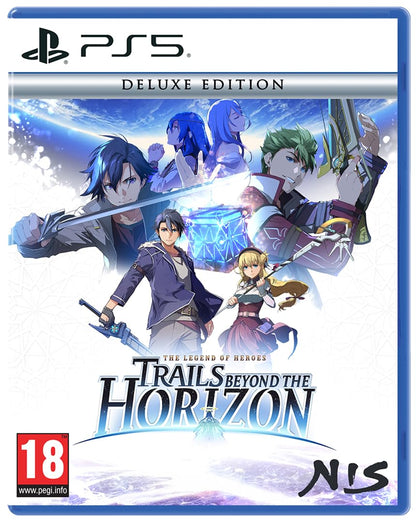 Deluxe edition of The Legend of Heroes Trails Beyond the Horizon for PS5, featuring game case and artwork by NIS America.