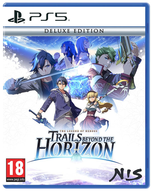 Deluxe edition of The Legend of Heroes Trails Beyond the Horizon for PS5, featuring game case and artwork by NIS America.