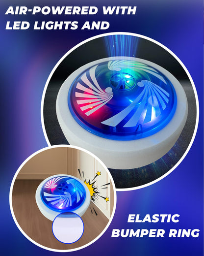 Rechargeable Tabletop Air Hockey – Elastic Rope Rebound Boundaries with Adjustable Size, 2–4 Player Indoor Hockey Game with LED Pucks, Fun Party & Gift Idea