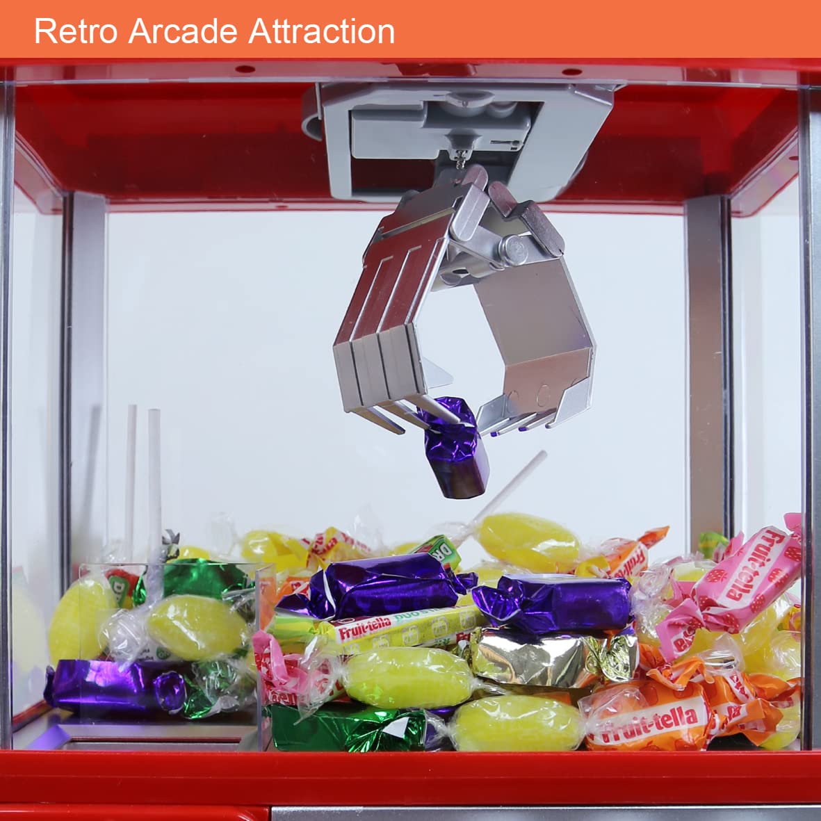 Global Gizmos Claw Machine/Vending Machine Toy Retro Arcade Claw Machine For Kids/Candy Grabber Machine/Battery Operated and Coins Included (26x35x19.5cm)