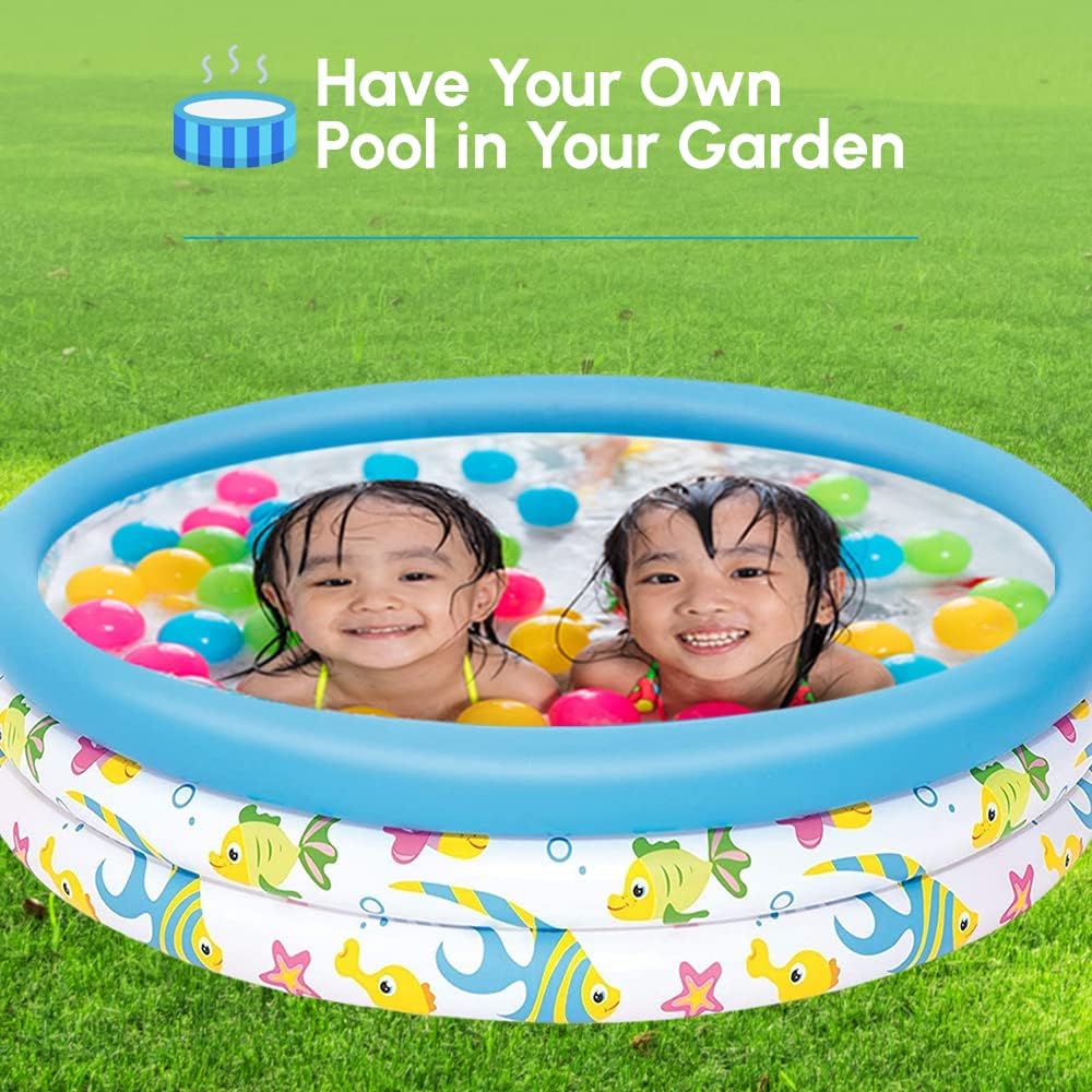 TOIS 48 x 10 Inch multi-colored inflatable paddling pool featuring ocean life design, perfect for kids and small gardens.