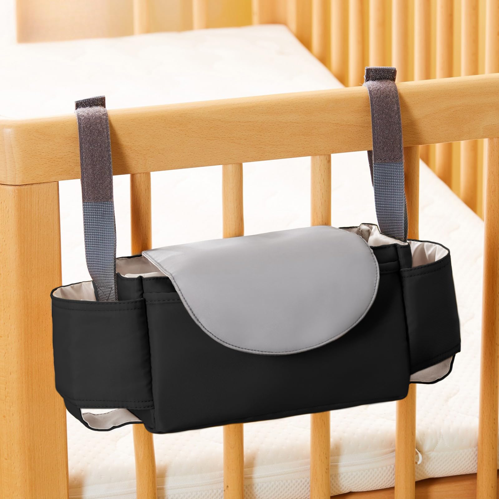 HAGOT baby pushchair organiser with cup holder and mummy bag attached to a pram, universal fit for all buggy models.