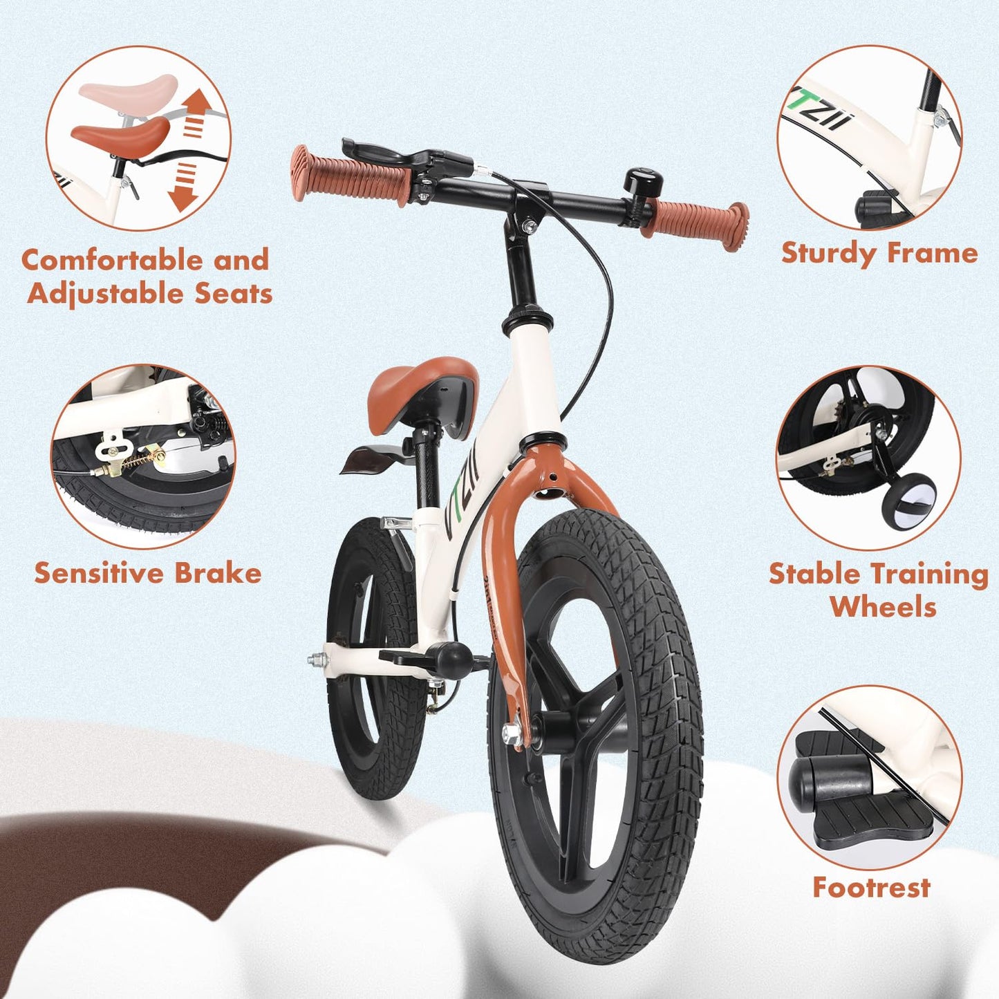 VTZII Balance Bike 2 in 1 with Pedals Brake Training Wheels Kickstand Pneumatic tyre,for Kids 2-7 Years Old,Kids Bike 12 14 16 inch (Green, 12 inch)