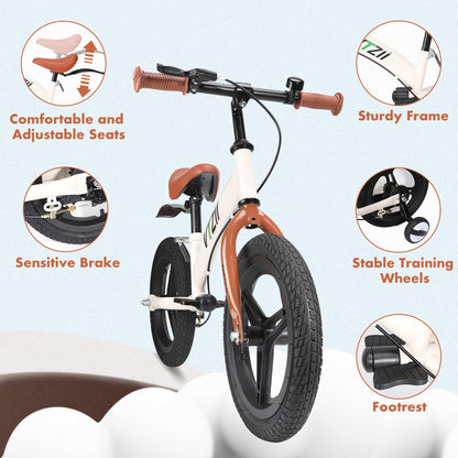 VTZII Balance Bike 2 in 1 with Pedals Brake Training Wheels Kickstand Pneumatic tyre,for Kids 2-7 Years Old,Kids Bike 12 14 16 inch (Green, 12 inch)