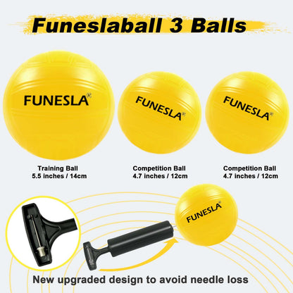 Funeslaball Outdoor Ball Game Set, Roundnet Game Set Standard 3 Balls Kit With Drawstring Bag for Garden Beach Park Backyard and Indoor