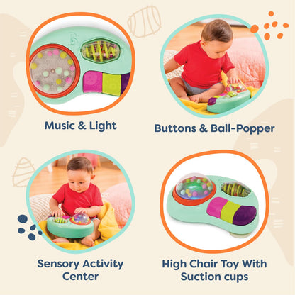 B. toys – Baby Activity Station – High Chair Suction Cup Toy with Music & Lights – Sensory Activity Center – Developmental Toys for Babies, Infants – whirly pop – 6+ Months