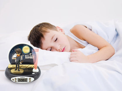 LEXIBOOK, Harry Potter, Projector Alarm Clock for kids, Nightlight and time projection to the ceiling, Sound Effects, Battery-powered, Black, RP500HP