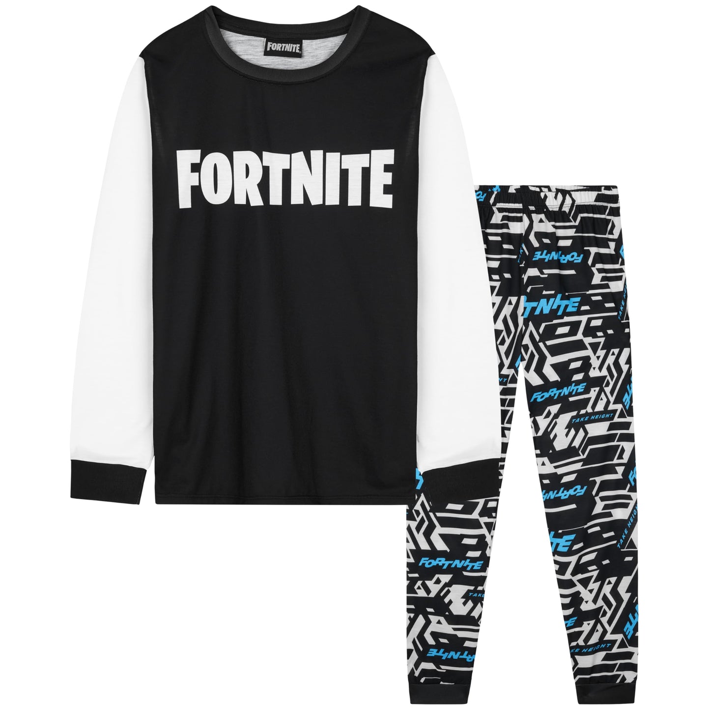 Get Trend Fortnite Boys Pyjamas Set, Long PJs for Kids & Teenagers, Cosy Loungewear Soft Nightwear, Gamer Gifts for Boys (15-16 Years, Blue/White Fortnite)