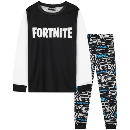 Get Trend Fortnite Boys Pyjamas Set, Long PJs for Kids & Teenagers, Cosy Loungewear Soft Nightwear, Gamer Gifts for Boys (15-16 Years, Blue/White Fortnite)