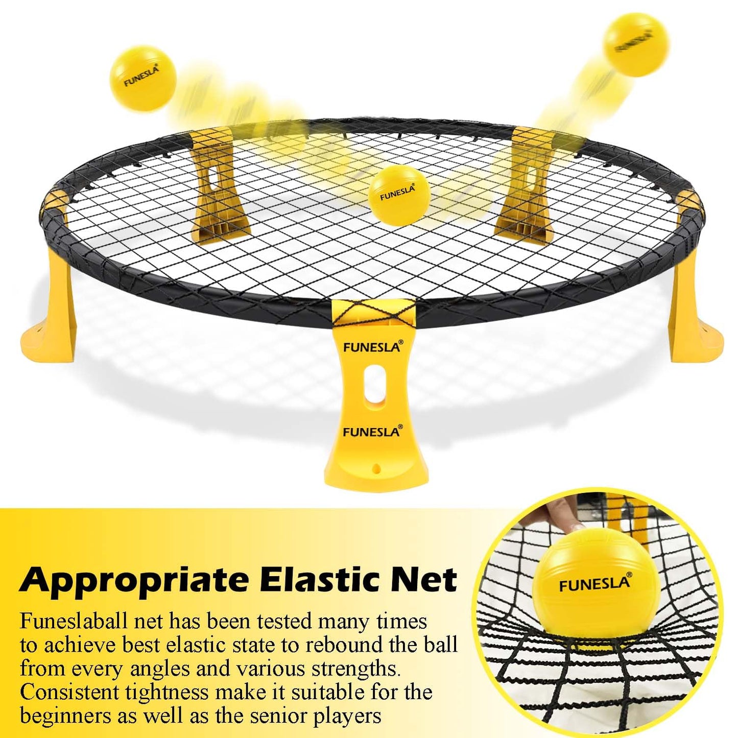 Funeslaball Outdoor Ball Game Set, Roundnet Game Set Standard 3 Balls Kit With Drawstring Bag for Garden Beach Park Backyard and Indoor