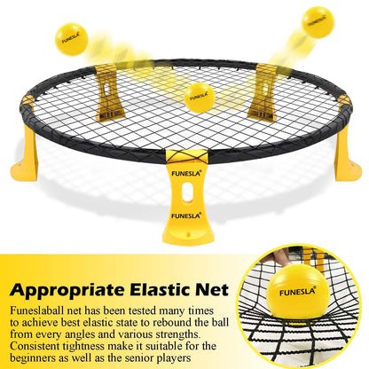 Funeslaball Outdoor Ball Game Set, Roundnet Game Set Standard 3 Balls Kit With Drawstring Bag for Garden Beach Park Backyard and Indoor