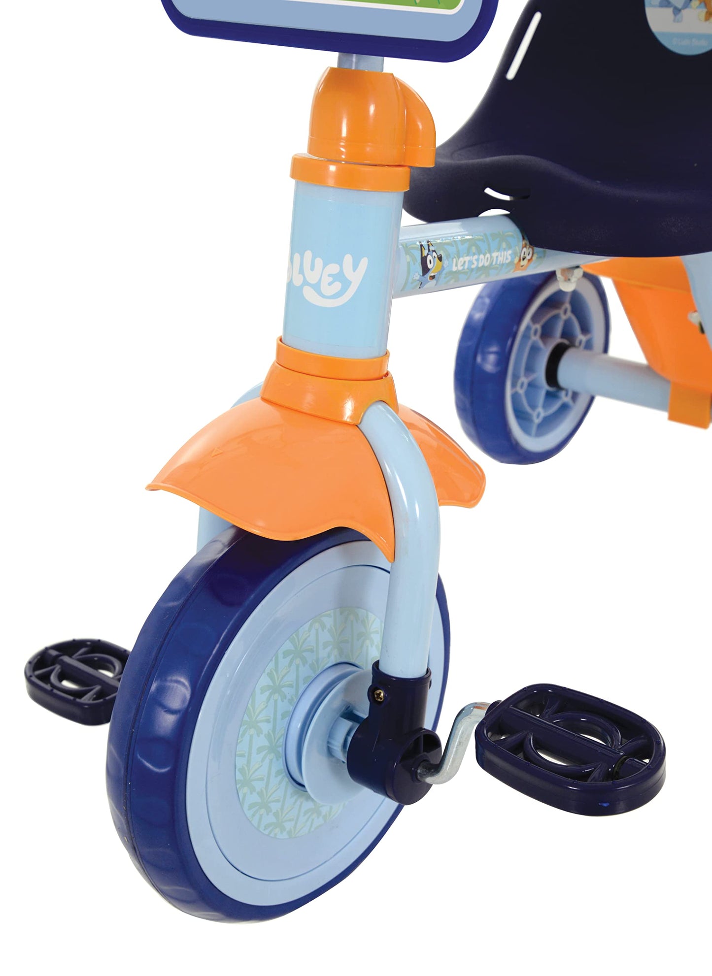 Bluey First Ride On Trike - Licensed Kids' Ride On Toy with Adjustable Handle, Easy-Switch Pedal Clutch, Puncture-Proof Tyres, Steel Frame, Front Mudguard, Rear Storage Suitable age 2 years +