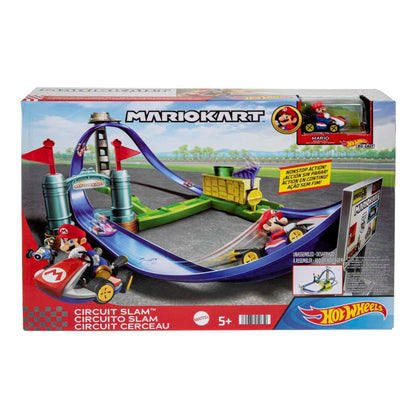 Hot Wheels Mario Kart Circuit Slam Track Set with Mario Kart Vehicle, Video Game-Inspired Playset for Kids & Fans Age 5+