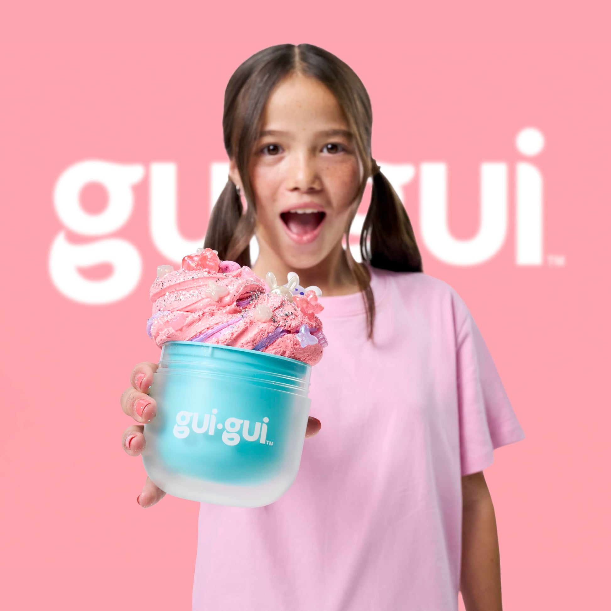Colorful Gui Gui Gloss Slime with vibrant textures and scented varieties, perfect for kids and teens to enjoy and customize.
