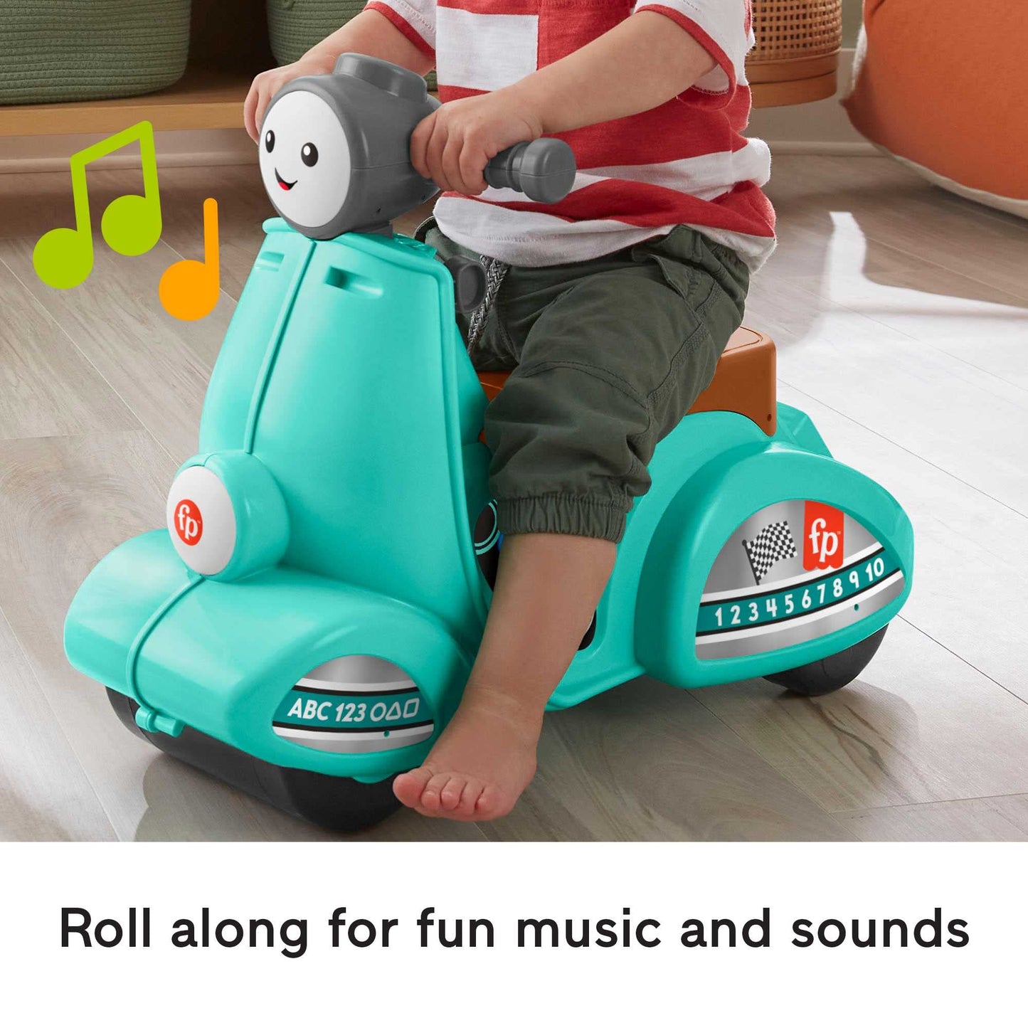 Fisher-Price Toddler Ride-On Toy Scooter with Smart Stages Educational Content for Pretend Play, Multi-Language Version, Laugh & Learn, HMV76