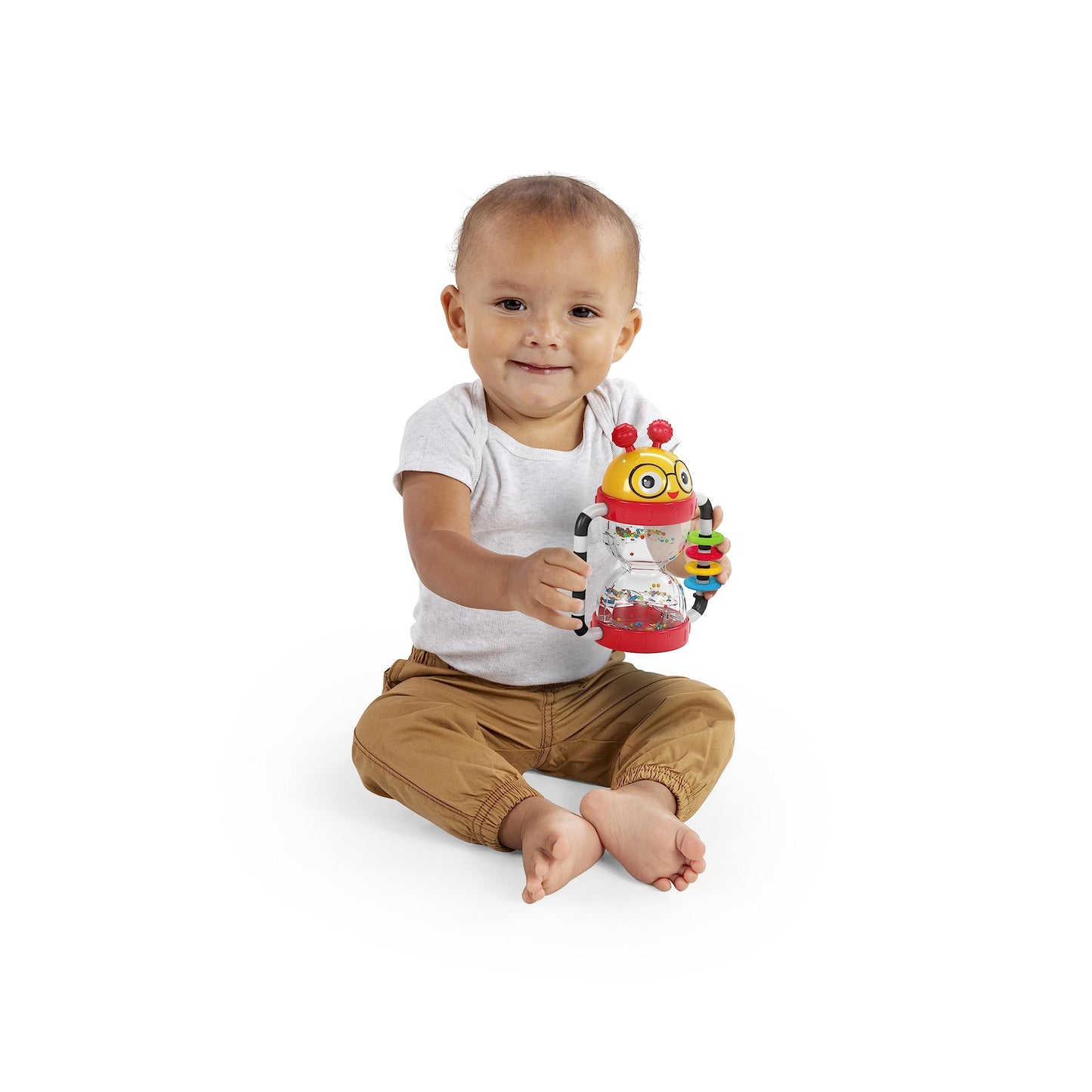 Baby Einstein Cal’s Sensory Shake-up activity rattle toy for infants, BPA-free, designed for babies 3 months and older.