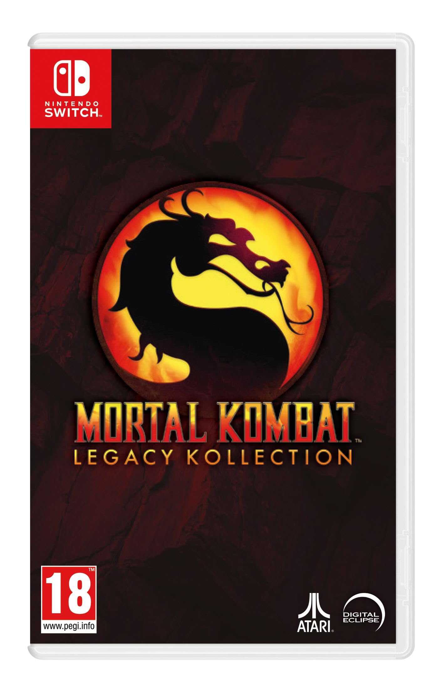 Image of Mortal Kombat: Legacy Kollection game case for Nintendo Switch by Atari, showing artwork and game title on the cover.