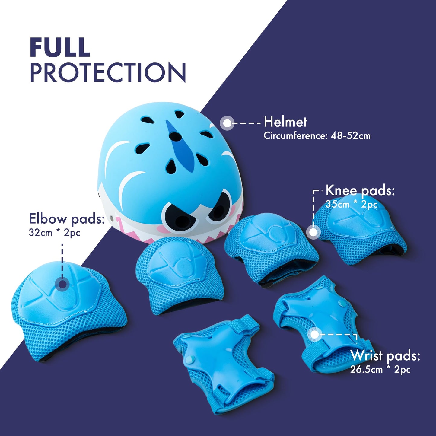KAYMAN Kids Bike Helmet age 3 to 12, Adjustable Safety Gear for Boys and Girls, Suited to Scooter, Cycling, Skateboard & Roller Skating - Protection for Boys & Girls (Shark)