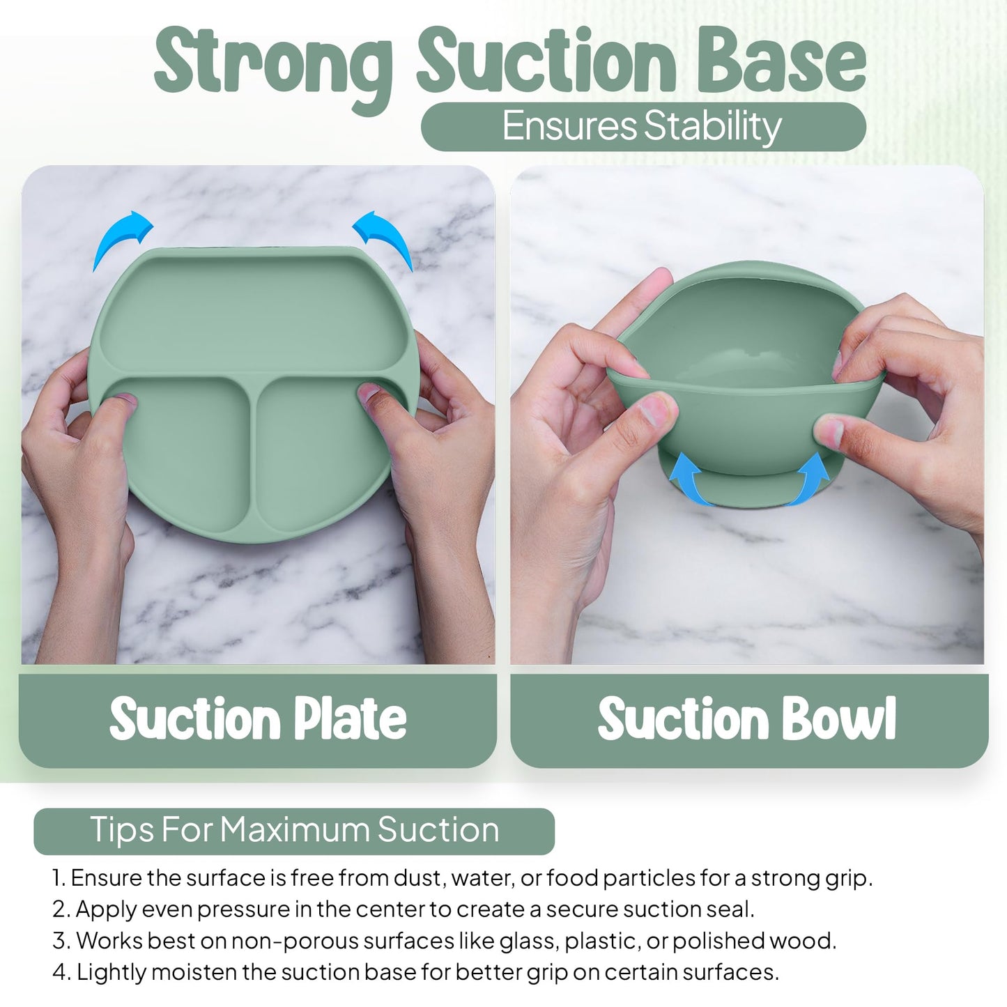 O'doe 17-Piece Baby Led Weaning Feeding Supplies for Toddlers,Baby Feeding Set | Suction Silicone Baby Bowl Self Eating Utensils with Fruit Feeder, Cup, Bibs, Food Plate Kit with Lid | Green V2