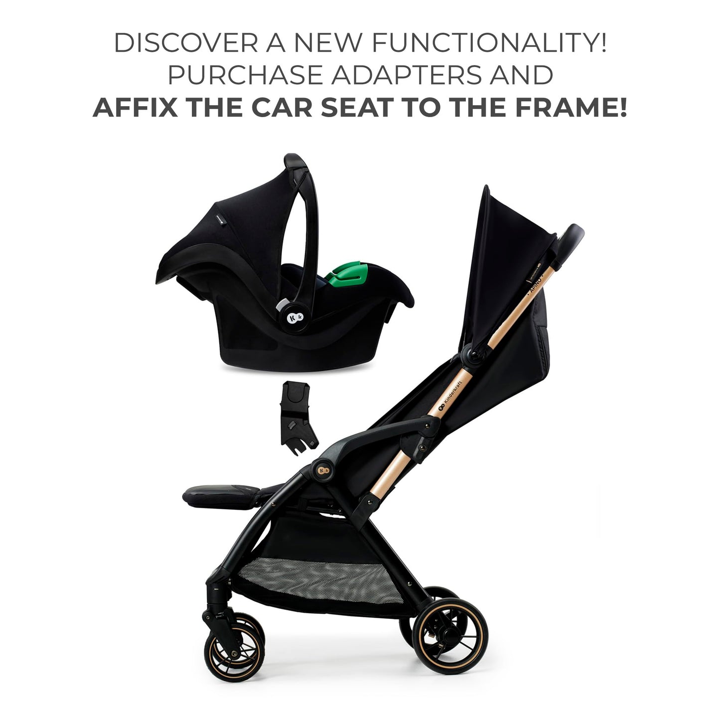 Kinderkraft APINO Pushchair, Reclining Buggy, Sports Pushchair, Lightweight, Gray
