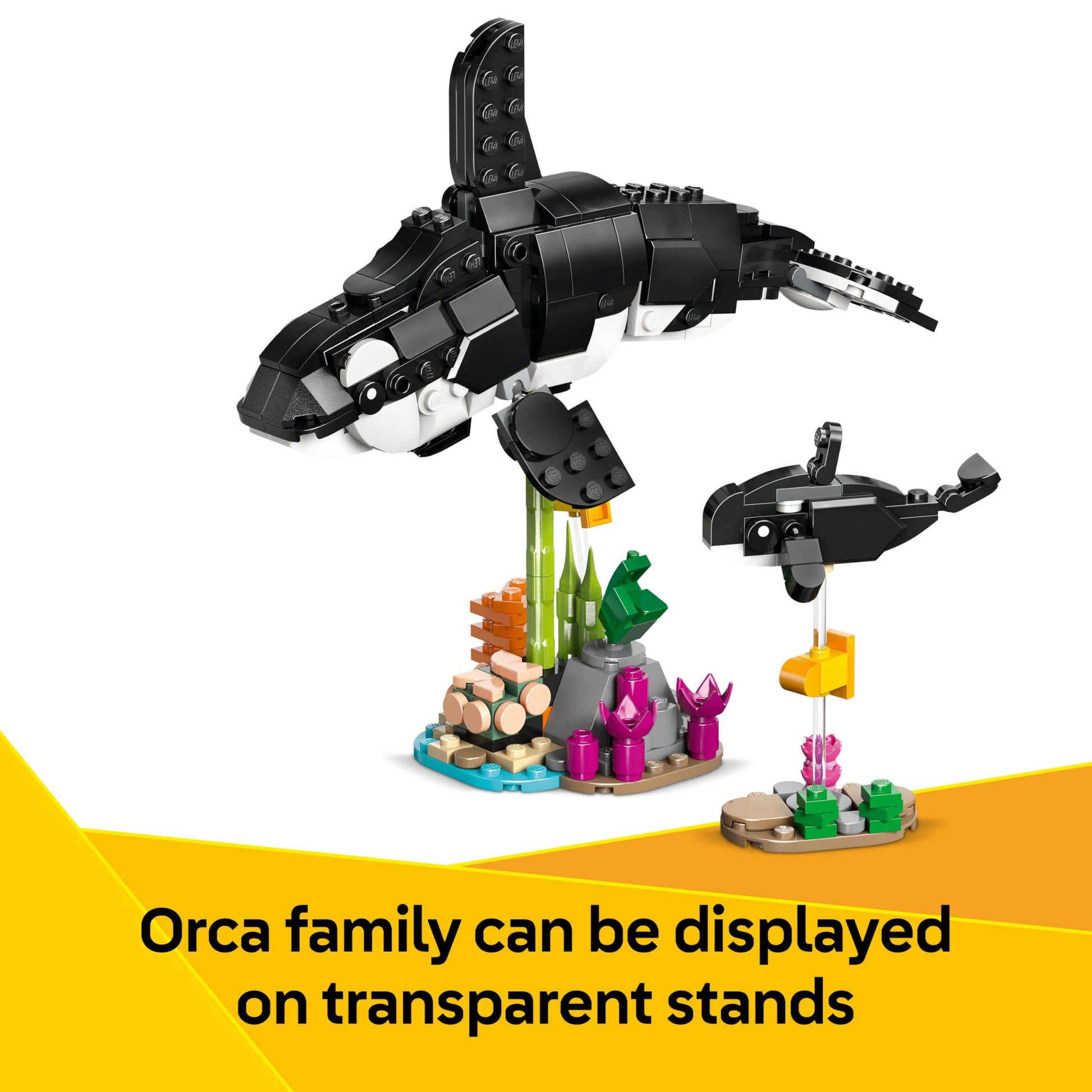 LEGO Creator 3in1 Wild Animals set featuring panda family, penguins, and orca whale, ideal for creative play.