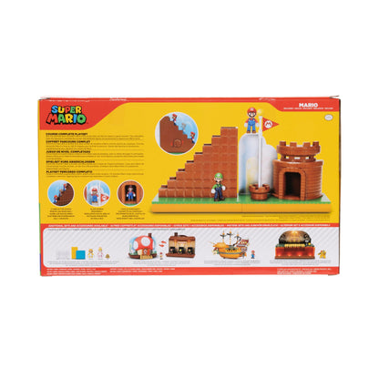 Super Mario Super Mario 2.5-inch playset with mini Mario, castle, stairs, flagpole, and base platform by JAKKS Pacific.