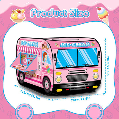 deAO Ice Cream Truck Foldable Play Tent –Children Play House Indoor Outdoor Play Toy Great Gift for Girls Boys 3 4 5 Years Old