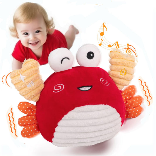nicknack Crawling Crab Baby Toy 6 to 12 Months, Musical Dancing Crab Sensory Plush Toddler Toys for Babies 1 2 Year Old Boy Girl Birthday Gifts - Adjustable Volume,100 Songs & Recording Feature