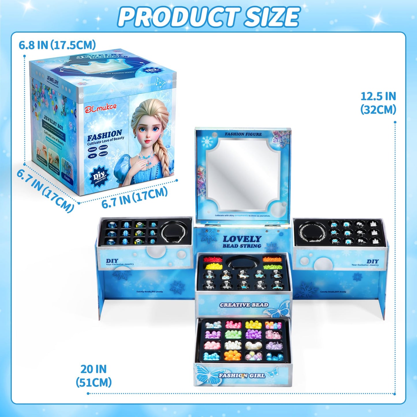 BLmukce winter-themed charm bracelet making kit for girls with beads, charms, and jewelry supplies for DIY craft projects.