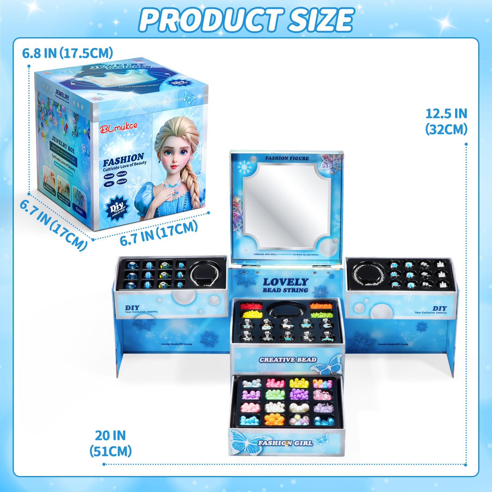 BLmukce winter-themed charm bracelet making kit for girls with beads, charms, and jewelry supplies for DIY craft projects.
