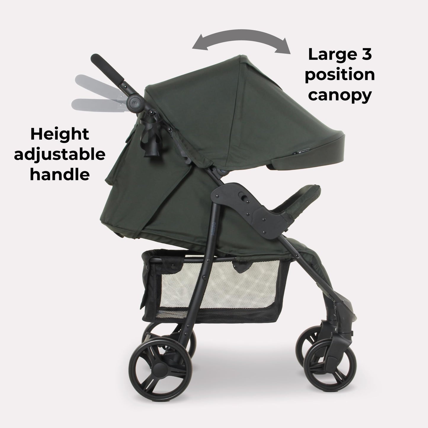 My Babiie MB30 Pushchair – from Birth to 4 Years (22kg), Easy Compact Fold, Large Shopping Basket, Adjustable Handle, Stroller Includes Cup Holder, Rain Cover – Forest Green