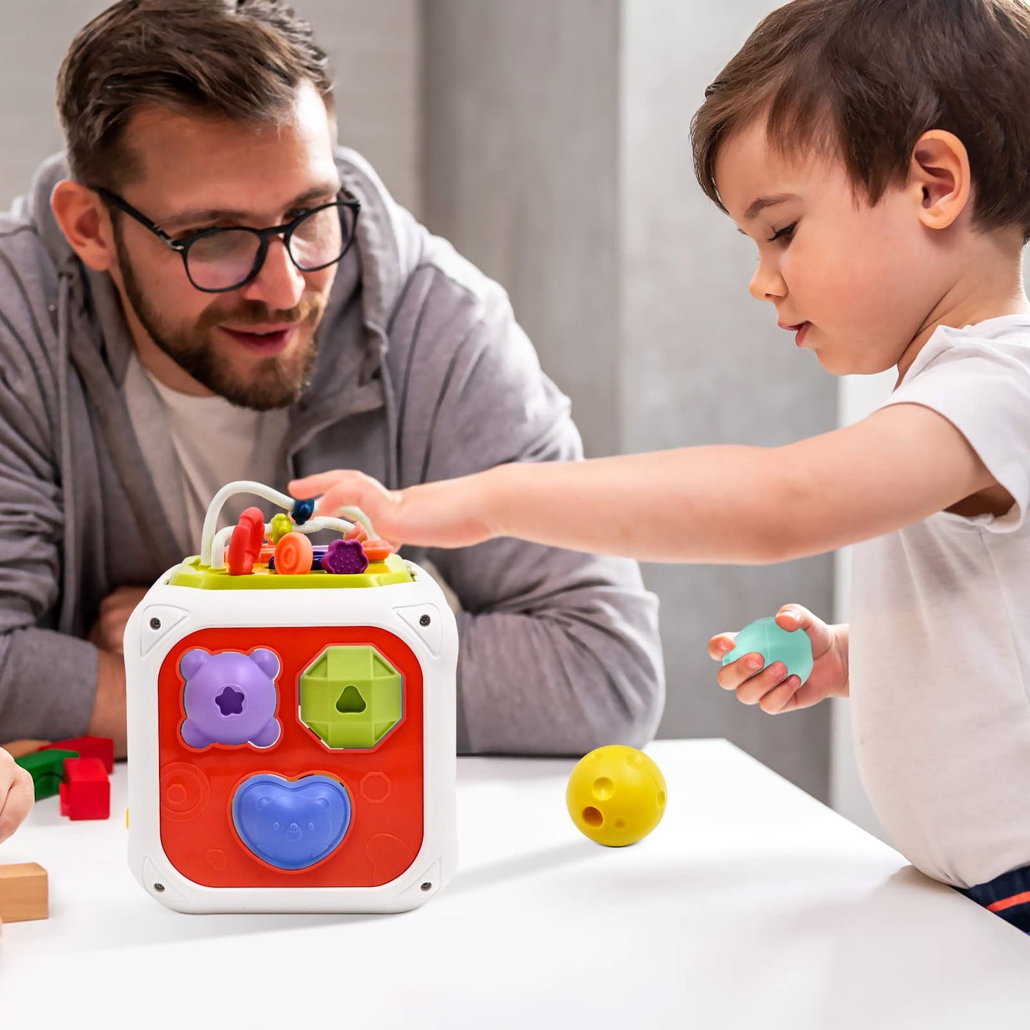 AiTuiTui Montessori Toys for 2 Year Old Boys Girls, 7 in 1 Baby Sensory Toys for 18 Months 2st Birthday Gifts Shape Sorter Activity Stacking Easter Basket Stuffers for Autism Toddlers