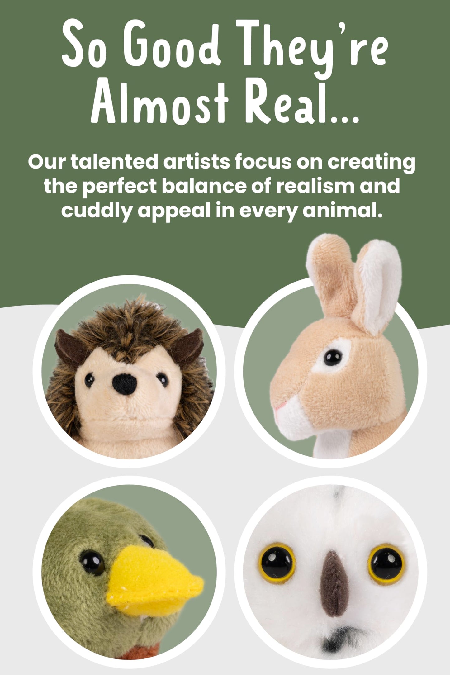 Living Nature Wildlife Buddies – 6 x 9 cm Realistic Mini Woodland Animal Plush Toys, Cuddly Stuffed Animals for Kids & Collectors