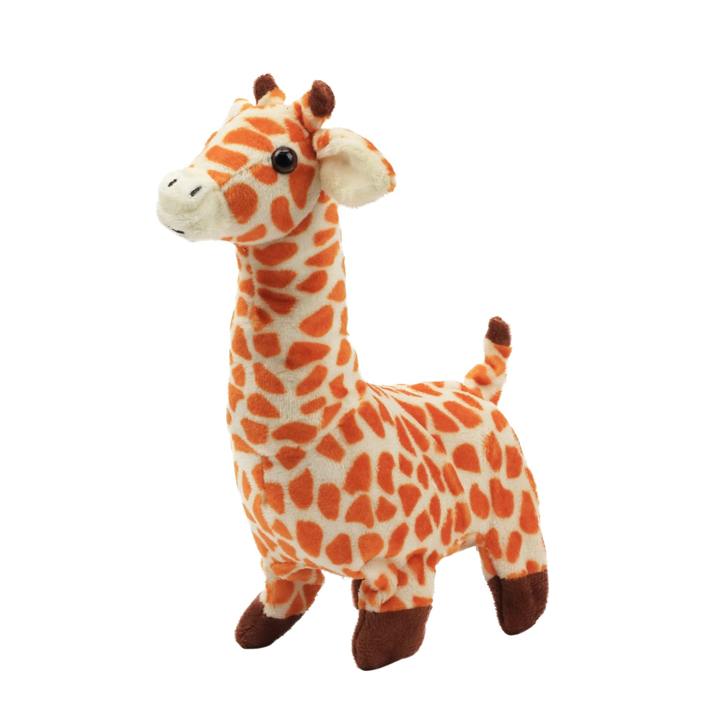 Hopearl Walking Giraffe Interactive Electronic Pet Plush Jirafa Toy with Sounds and Movements Animated Shaking Tail Gifts for Toddlers Birthday, Brown, 23cm