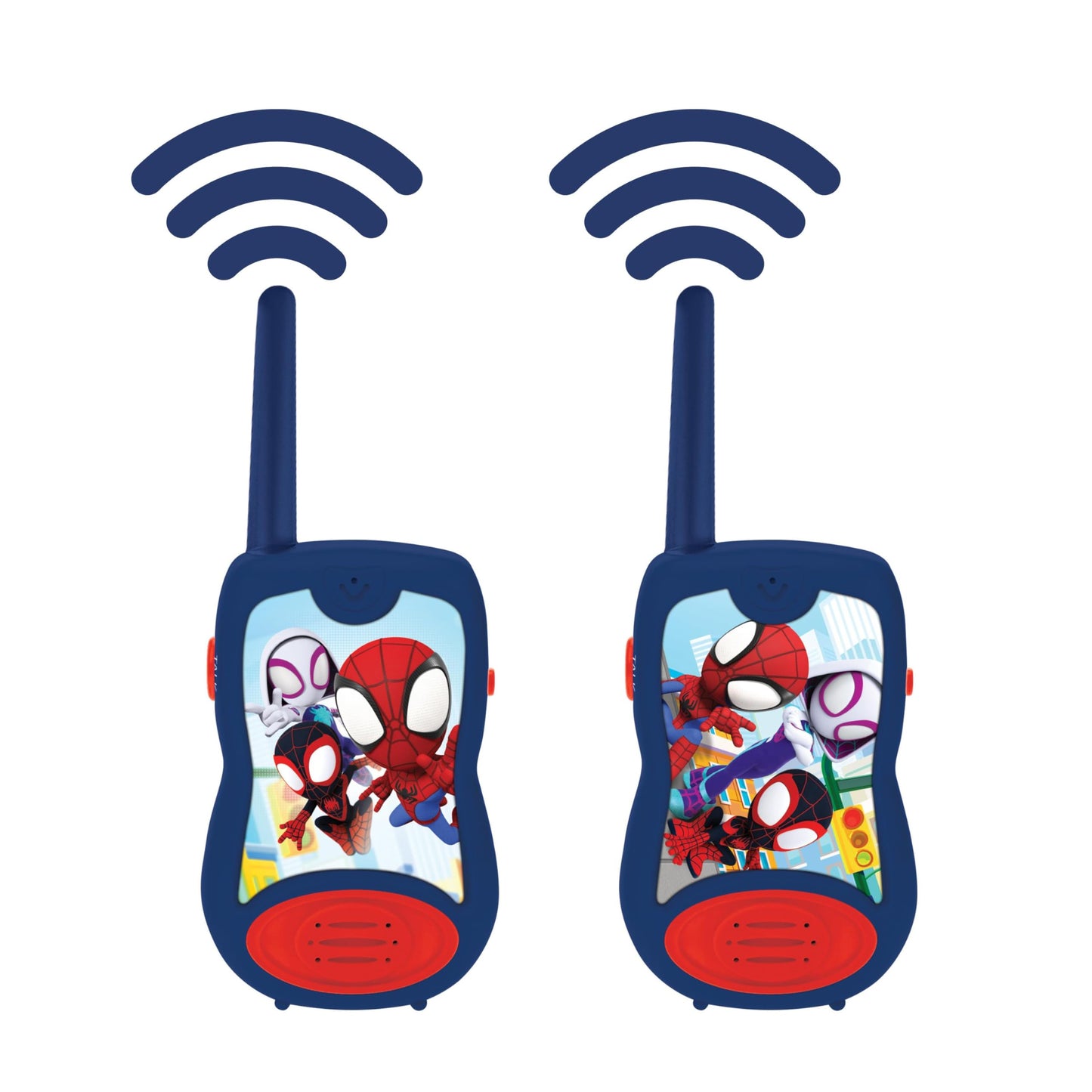 Lexibook, Spidey and His Amazing Friends, Walkie-Talkies 200m, Communication Game for Children, 2 Communication Channels, Belt Clip, Battery Operated, Blue/Red, TW12SP1LXB