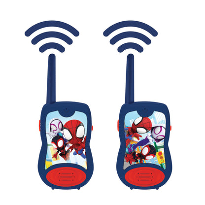 Lexibook, Spidey and His Amazing Friends, Walkie-Talkies 200m, Communication Game for Children, 2 Communication Channels, Belt Clip, Battery Operated, Blue/Red, TW12SP1LXB