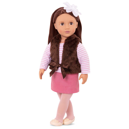 "Our Generation BD31022Z 46-cm Flower Sienna Doll with long, straight brown hair Includes Dress and Shoes, for Children aged between 3 to 10 years old, Various"