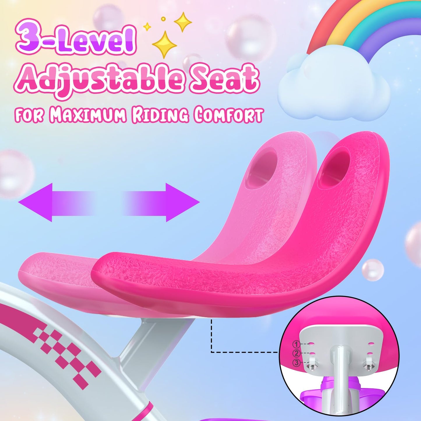 HappyGoLucky Tricycles Toys for 2-5 Year Old Girls Gifts, Balance Bike 2+ 3 4 5 Year Old with 3 Colorful Lighting Wheels & Removable Pedals, Baby Toddler Kids Cycle Trikes Bike Girls Toys Age 2-5