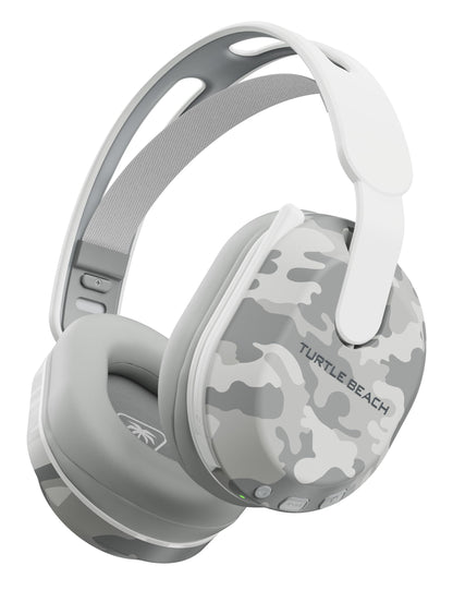 Turtle Beach Stealth 500 Arctic Camo Xbox wireless gaming headset with 40-hour battery, ear cups, microphone, and Bluetooth connectivity.