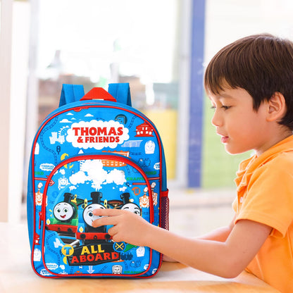 William Lamb Thomas the Tank Engine Kids Childrens Premium Backpack School Travel Bag with side mesh pocket and front zipped pocket, Multicolour, 36.7cm (height), 26cm (width), 13cm (depth) (02938)