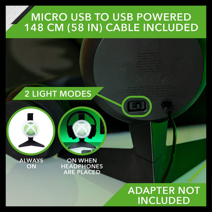 Paladone Xbox Light stand for headset, official merchandise, featuring Xbox logo and sleek black design for gaming accessories.