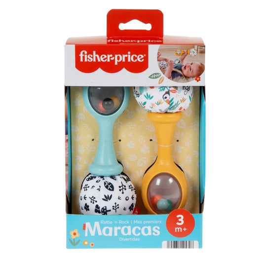 Fisher-Price Rattle ‘n Rock Maracas Baby Rattle Sensory Toys for Newborn Babies Ages 3 Months and Older, HMF34