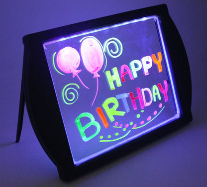 Mavin's Magic - Glow Art - LED Drawing Board for Children - Black Light Up Drawing Pad, with Glow in The Dark Colouring Pens - Battery Powered Drawing Tablet - Light Up Tracing Pad Suitable for 5+