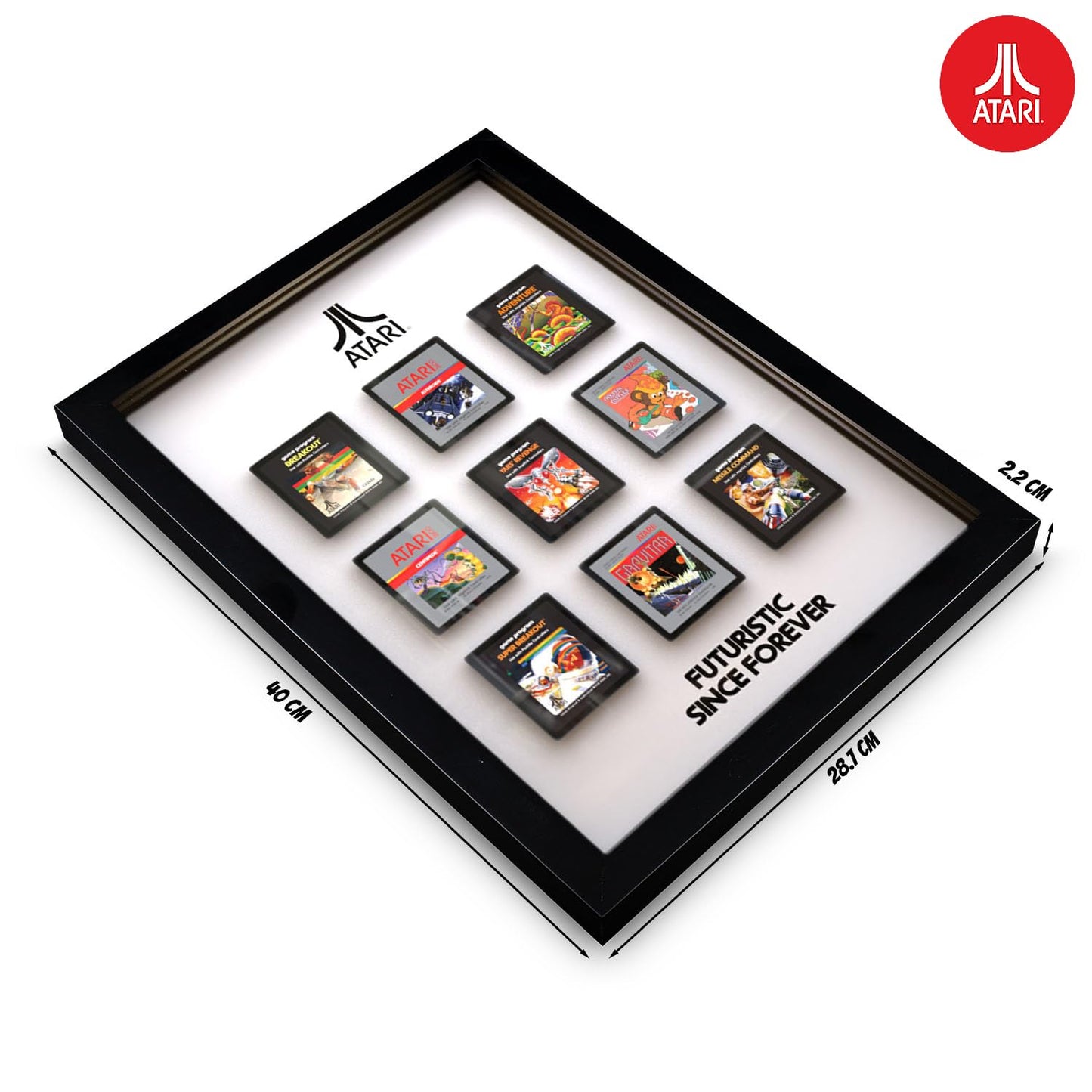 Official Atari 3D Wall Art, Authentic Cartridges Collection for Gaming Setup, Gamer Wallpaper, Gaming-Room Decor and Wall Stickers, Black Frame - ThumbsUp!