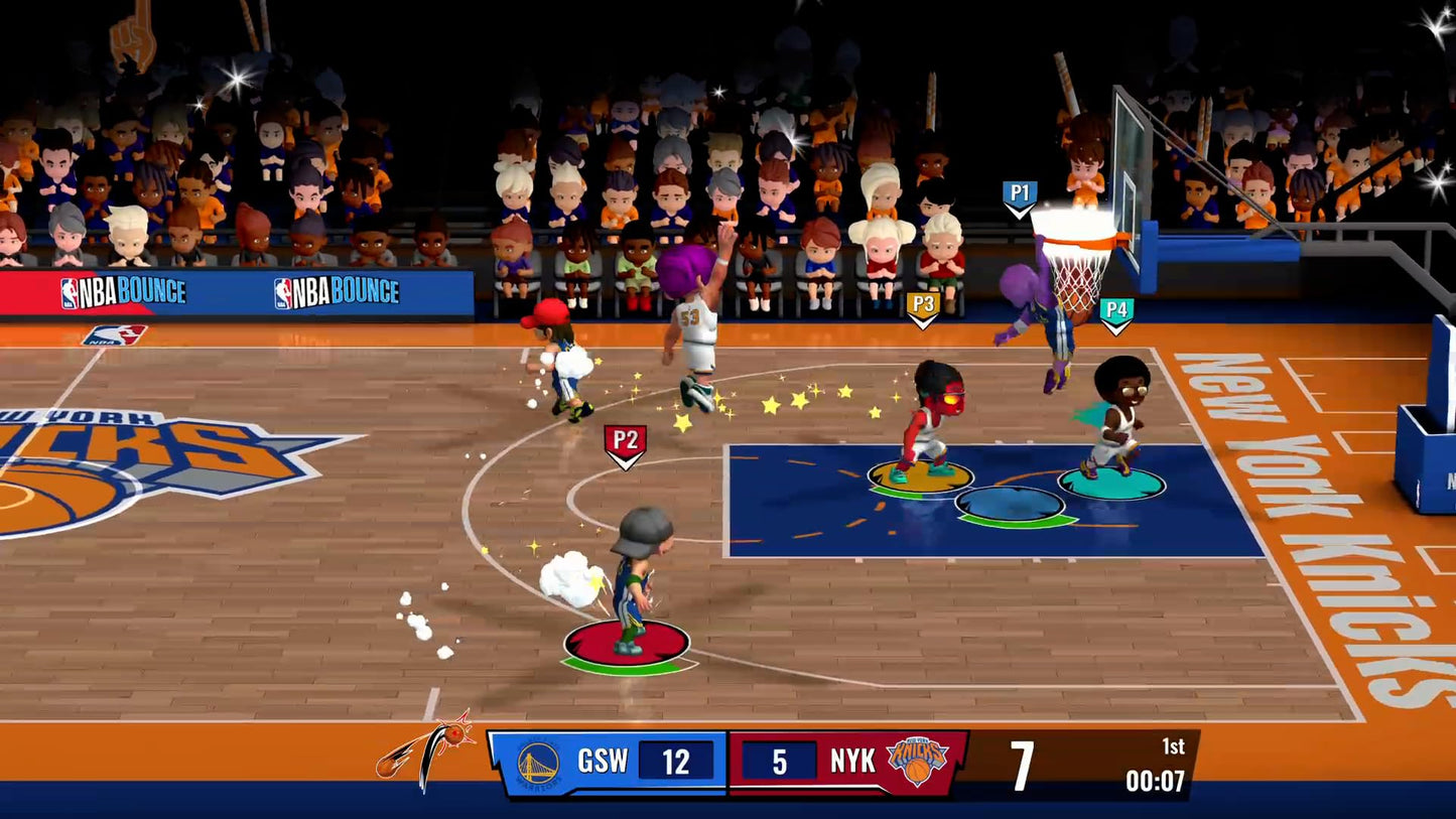 NBA Bounce PS5 video game by Outright Games, featuring colorful basketball-themed cover art and gaming artwork.