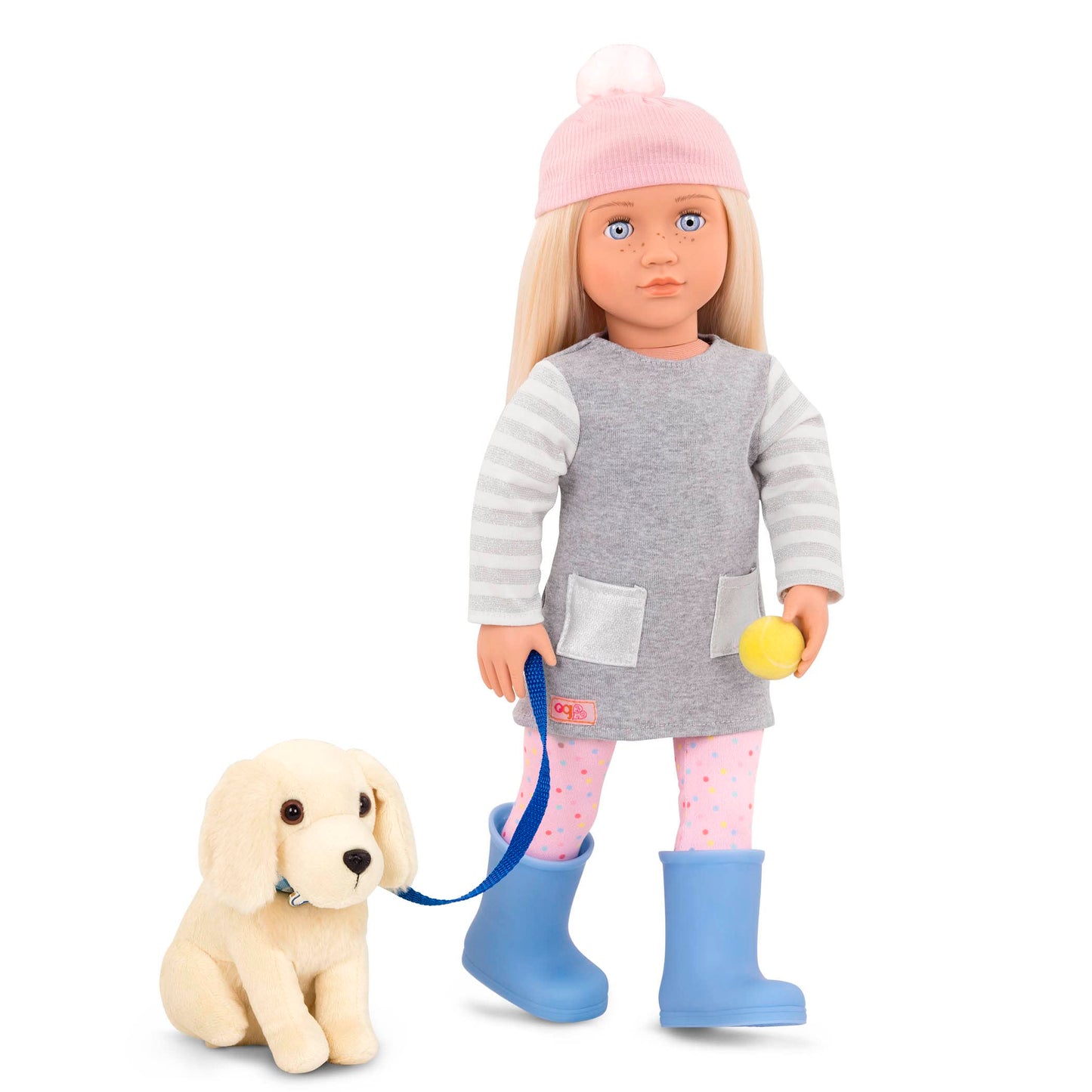 Our Generation Kids Meagan doll with pet and accessories, 18-inch play toy for toddlers and kids aged 3+ for imaginative play.