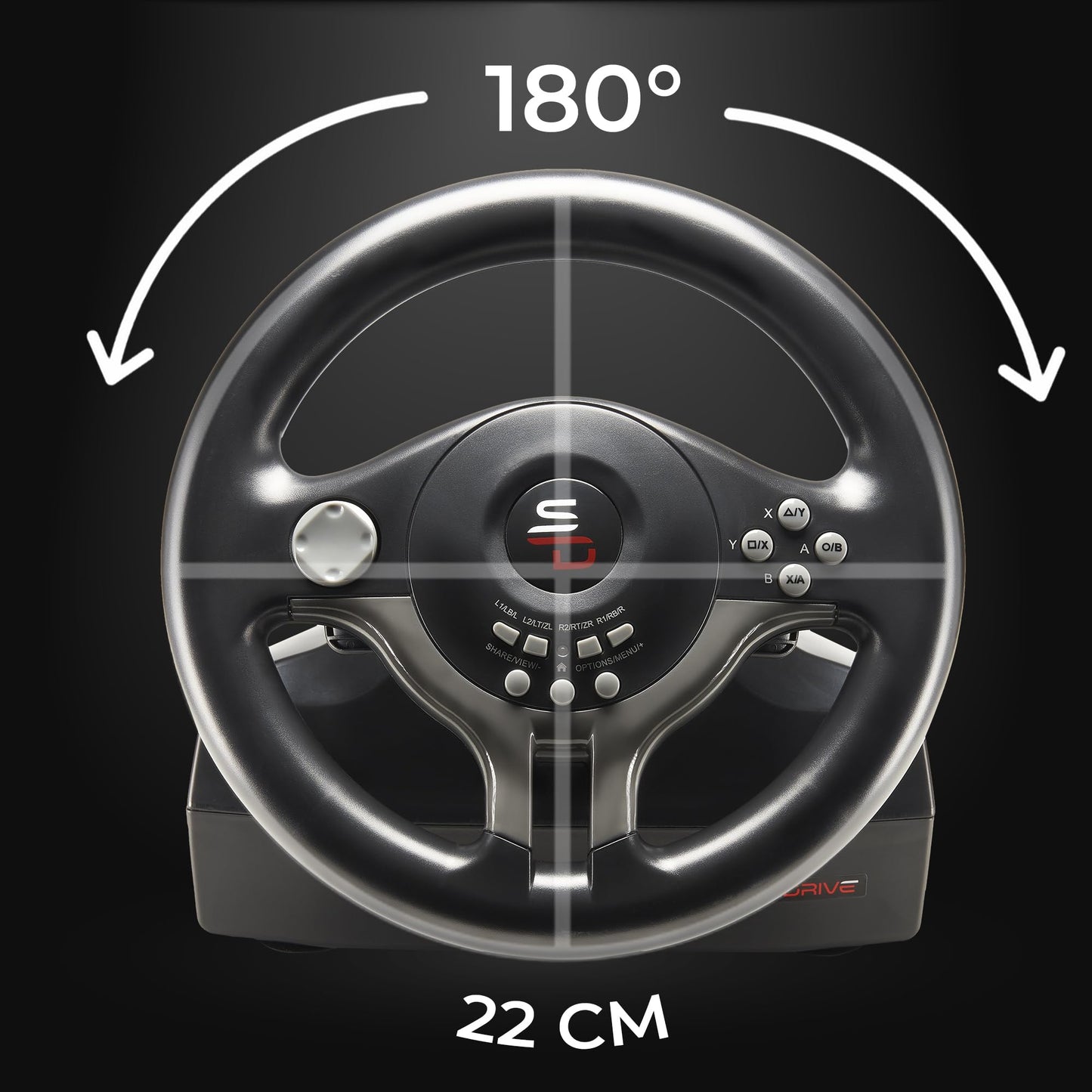 Subsonic Superdrive - Racing Steering Wheel Driving Wheel SV200 with pedals and shift paddles for Nintendo Switch - PS4 - Xbox One - PC
