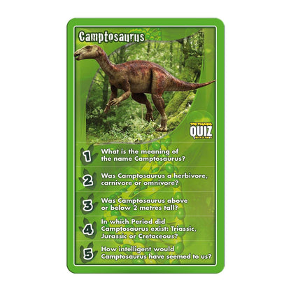 Top Trumps Dinosaurs Quiz Game, 500 questions to test your knowledge and memory on the world of dinosaurs including the Tyrannosaurus Rex and Velociraptor, 2 plus players makes a great gift for ages